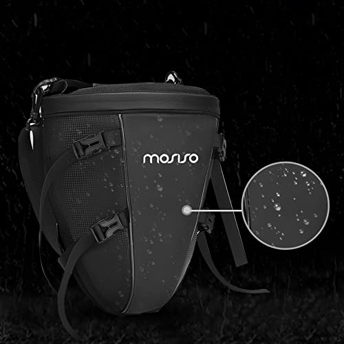 MOSISO Motorcycle Tail Bag Multifunctional Waterproof Polyester Storage Saddle Bag, 10L Outdoor Sports Motorbike Rear Seat Light Tank Handbag Tool Carry Pouch with Shoulder Strap, Black