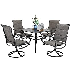 PHI VILLA 5 PCS Patio Dining Set with 4 Padded