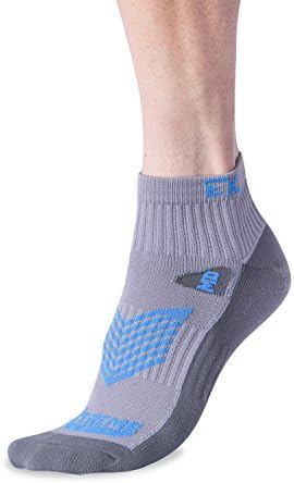 High Performance Running Socks - Moisture Wicking Ultra Breathable Socks 3 pack (Gray/Blue, Large) by Extreme Gear