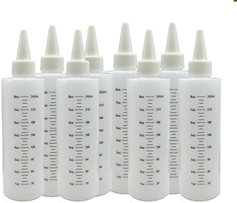 8oz Plastic Squeeze Bottle 6pack with Measurement – Ideal for Condiments, Oil, Icing,Liquids and Crafts (8)