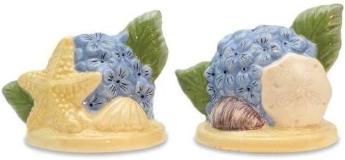 Hydrangeas Starfish and Seashell Salt and Pepper Shakers by Cape Shore