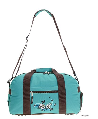 ELEPHANT Sporttasche Schulsporttasche 47 cm mit Schuhfach Schulsport Tasche Flower BUTTERFLY TÜRKIS
