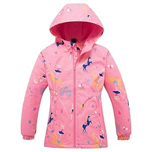 Echinodon Meisjesjas met fleecevoering, warm, waterafstotend, winddicht, ademend, kinderregenjas, overgangsjas…