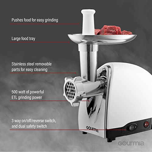 Gourmia Electric Meat Grinder 500 1000 Watt Max 3 Stainless steel grind