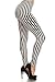 ED Women's Regular Vertical Striped Pattern Print Leggings - White Black
