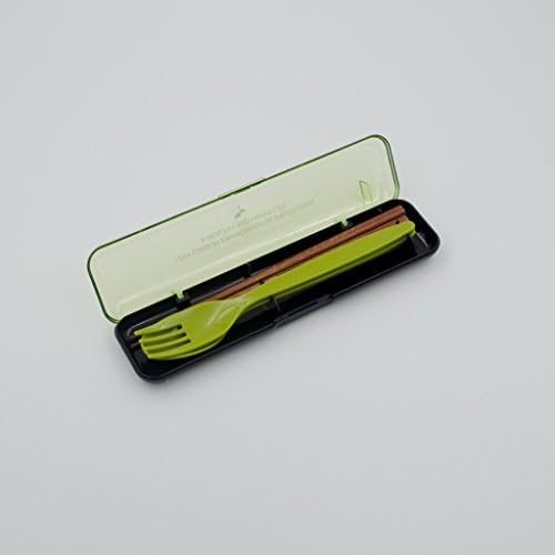 EdiMoM Brand; Colorful Chopsticks Spoon Fork Trio Set Travel Detachable Case, Green