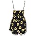 Lanzom Women Summer Vintage V Neck Straps Sunflower Print Romper Jumpsuit (Medium) Yellow