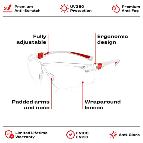 NoCry Clear Safety Glasses for Men and Women; Lightweight Work Glasses