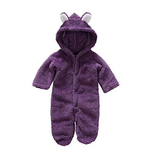 Sharemen Baby Boy Girl Cute Hooded Romper Bodysuit Clothes (9-12 Months, Purple)