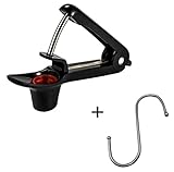 Cherry Pitter, Cherry Stoner with Food-Grade Silicone Cup, Space-Saving Lock Design and Lengthened Splatter Shield Includes S Shaped Hook