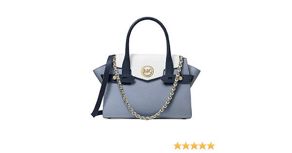 Amazon.com: Michael Kors Carmen Cartera con solapa y correa azul marino  blanco : Ropa, Zapatos y Joyería