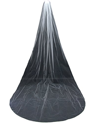 Anmor Tulle Sheer 1T Wedding Bridal Veils Cathedral for Bride with Comb Ivory - Thumbnail 2