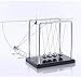 AMTOP Newton's Cradle Balance Ball, Art in Motion Toy with Stainless Steel Frame and Solid Wooden Base (Black, Small Size)