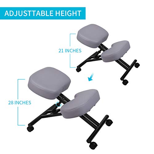 Ergonomic Kneeling Chair, Adjustable Stool for Home and Office - Improve Your Posture with an Angled Seat - Thick Comfortable Cushions - Thumbnail 4