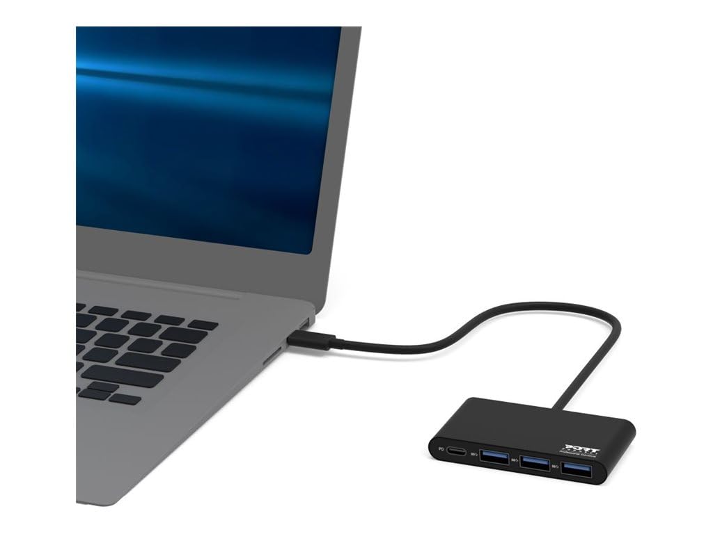 Port Designs Type C to 3 USB 3.0 and Type C Hub - Silver
