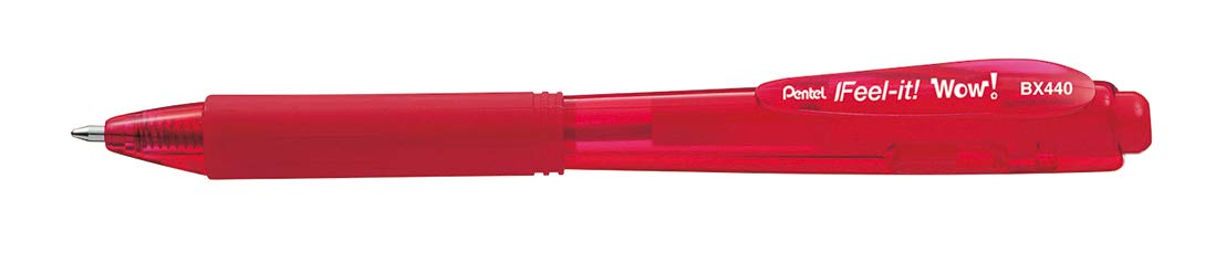 Pentel BX440 Feel-it! Wow! Ballpoint Pen 1mm red 12 pcs