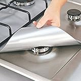 Lingstar 4PCS Non-Stick Gas Range Protectors Reusable Aluminum Foil Gas Stove Burner Cover Protector Liner Clean Mat Pad