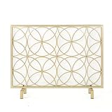 Christopher Knight Home Veritas Single Panel Gold Iron Fireplace Screen