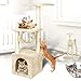 YOHOZ 36in Deluxe Cat Tree Climbing Tower Condo House | Cat Activity Tree with Sisal Scratching Posts for Kitten Activity Centre Playhouse, Pet Furniture Cat Tower | Padded Condo | Tunnel | Mouse Toy