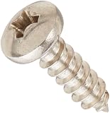 18-8 Stainless Steel Sheet Metal Screw, Plain Finish, Pan Head, Phillips Drive, Type AB, #4-24 Thread Size, 3/8" Length (Pack of 100)