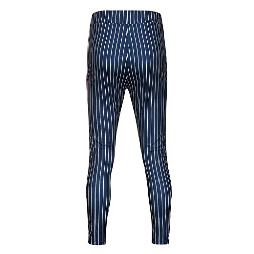 ZEFOTIM Pants for Men Mens Joggers Striped Patchwork Casual Drawstring Sweatpants Trouser Long Pants(Navy,Small)