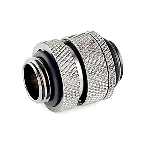 GKanMore G1/4" 10MM Male to Male Rotary Extender Fitting 13mm (1/2") OD Hose Fitting Connector for Computer Water Cooling System, Silver, Pack of 4