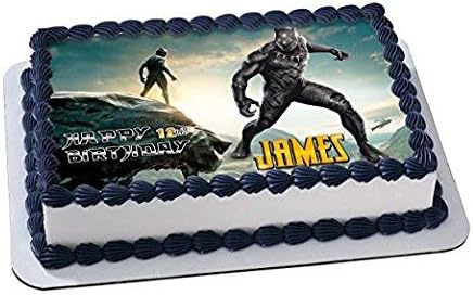 Black Panther Edible Cake Topper Personalized Birthday 1/2 Size Sheet Decoration Party Birthday Sugar Frosting Transfer Fondant Image