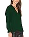 Dohia Women's Casual V Neck Chiffon Blouses Long Sleeve Loose Tops Shirt C2613 (L, DarkGreen)