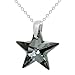 Sterling Silver 925 Made with Crystals from Swarovki Black Star Pendant Necklace, 18