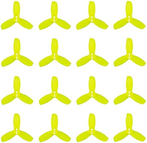 RAYCorp Genuine Gemfan 1940 3-Blades Hulkie (1.9x4x3) Propellers 16 Pieces(8CW, 8CCW) Yellow - Polycarbonate 1.9-inch Tri Blades Micro Quadcopters & Multirotors Props Battery Strap