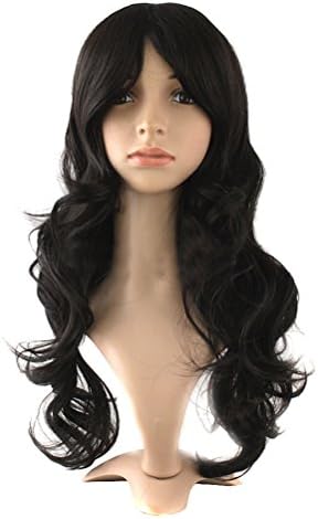 PUTOS 26”Hollenween Cosplay Wigs Wavy Curly Cosplay Wig With Wig Cap (Black)