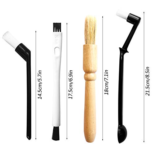 ACKLLR Coffee Grinder Cleaning Brush, Heavy Wood Handle & Natural Bristles Wood Dusting Espresso Brush and Nylon Espresso Machine Brush with Spoon for Bean Grain Barista Pasta Makers Home Kitchen