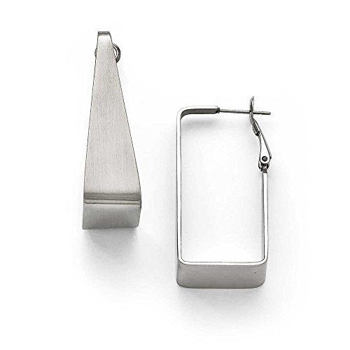 Chisel Stainless Steel Brushed Rectangle Hinged Post Hoop Earring
