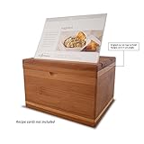 Everything Bamboo Recipe Card Box Featuring ‘Easy Read’ Lid Design – Holds 6” x 4” Recipe Cards