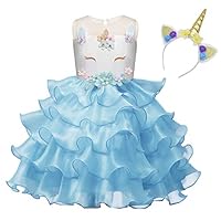 Exyesok Baby Girl Flower Costume Cosplay Princess Dress up Birthday Pageant Party Dance Outfit Evening Party Dress (Color3, 4-5 Years)