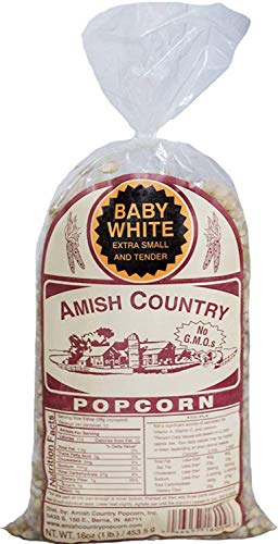 image for Amish Country Popcorn - Baby White- Small & Tender Popcorn with Recipe