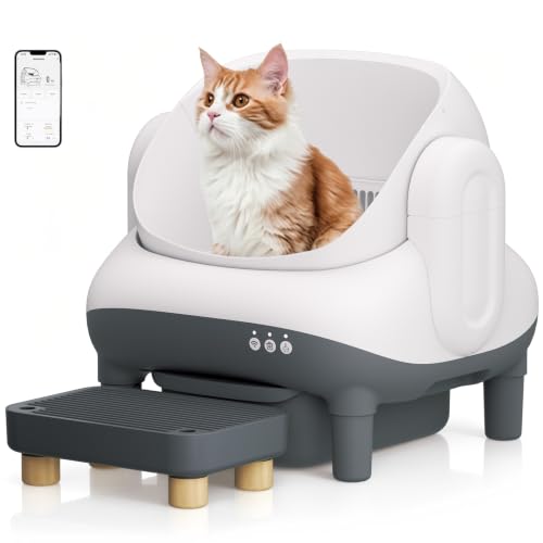 Automatic Cat Litter Box Self Cleaning for Cats, Litiere Pour Chat Autonettoyan, Large Top Entry Smart Litter Box with APP Control, Pedal Mat, Bags,15-Day Odor-Free,Robot Box Safe for Cat,Low Noise