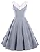 GownTown Womens 1950s Vintage Dress V-Neck Dresses Swing Stretchy Dresses, X-Large, Grey