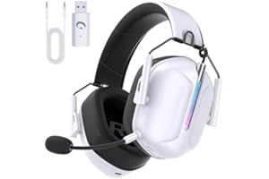 Gvyugke Wireless Gaming Headset for PS5, 2.4GHz Gaming Headset with Mic for PS4/Nintendo Switch, ONLY 3.5MM Wired for Xbox Series, 40H Battery (White)