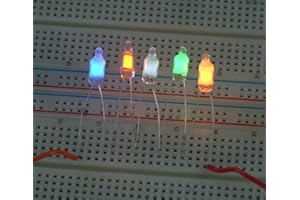 REXIM 50 pcs Mixed Colors Miniature Neon Indicator Lamps 5mm NE-2 Red White Yellow Blue Green & Separate Resistors - Neon Sign Light Indicator