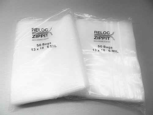 6 MIL 13x18 Ziplock Bags Heavy Duty Clear Reloc Jumbo Size13"X18" 100 PCS (9.2 RBA)