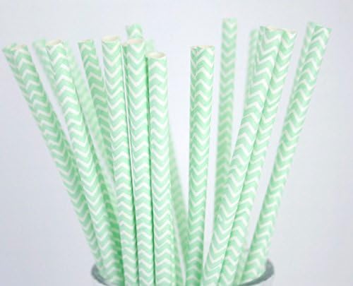 25x Chevron Paper Straws,Wedding Bridal,Baby Shower,Event Party Drinking Straws Color : Mint Green