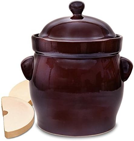 TSM Products Round Polish Fermenting Crock with Stone Weights, 10 L, Burnt Sienna by TSM Products