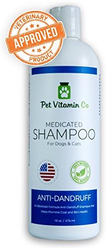 Pet Vitamin Co - Medicated Anti-Dandruff Shampoo For Cats &amp; Dogs - 16 fl oz