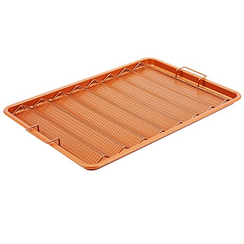 Copper Chef Oven Crisper Tray for Bacon & More | Baking Sheet & Air Crisper Pan | Use Hot Air to Crisp & Fry Bacon Without Oil or Fat | Non Stick & Dishwasher Safe 13" X 11" - Thumbnail 5