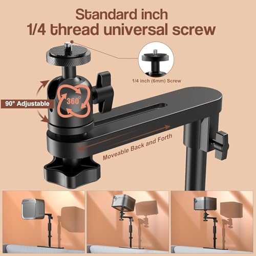 CENXI Bed Sofa Projector Stand, Height Adjustable Mount Base, 360° Rotation, Universal Bedside Projector Bracket Holder Compatible with Most Projectors with Cable Ties