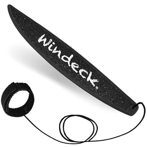 Windeck Finger Surfboard – Stealth Black Mini Hand Surfboard for Air Tricks | Grip Tape + Leash | Finger Surf Toy for Car Window Wind Riding & Imaginative Play | Great Gift for Kids, Skaters & Surfers