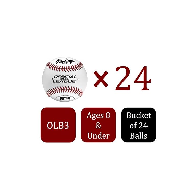 Rawlings Official League Recreational Grade OLB3/R8U Baseballs, Bucket