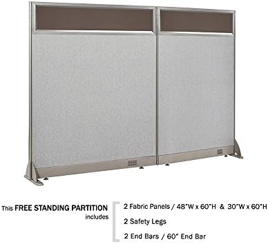 GOF Office Partial Tempered Glass Private Freestanding Partition Room Divider Stands (78" w x 60'h)