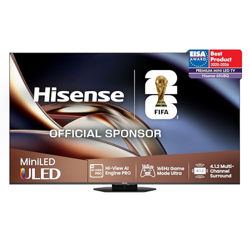 65U8Q Fernseher, 65 Zoll (164cm), 4K UHD ULED, Smart TV, 165Hz Game Mode Ultra, Mini LED PRO, Hi-View AI Engine PRO, QLED Colour mit Pantone, Dolby Vision.Atmos, IMAX Enhanced, Filmmaker Mode